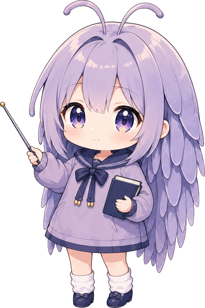 指し棒とノートを持つぐそくむしちゃん